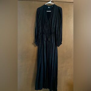 Blue Ruched Bishop Sleeve Sundress